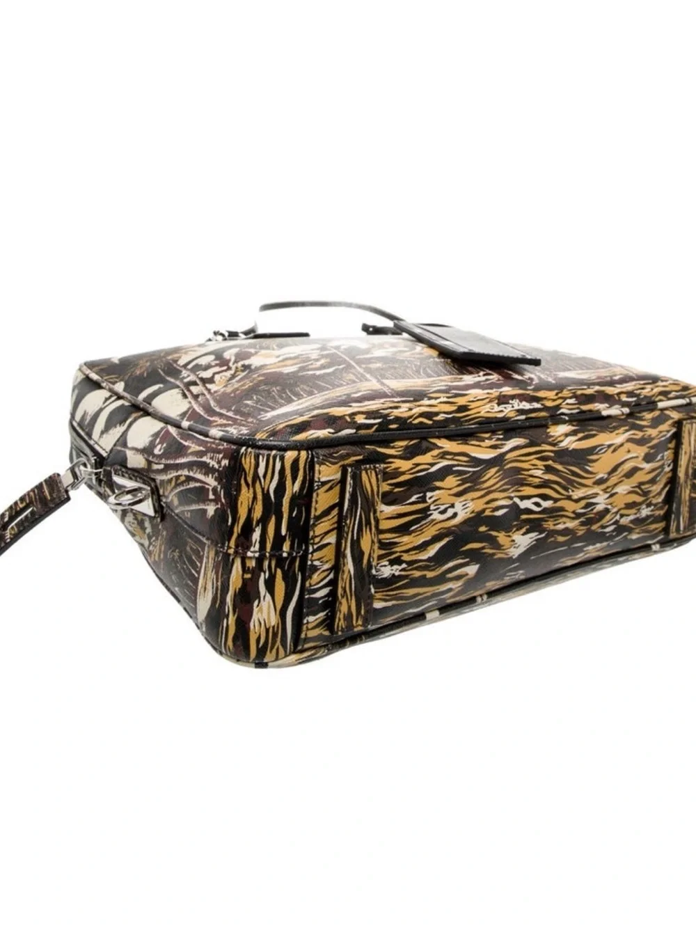 Prada Saffiano Lux Briefcase with Tropical Palm Print